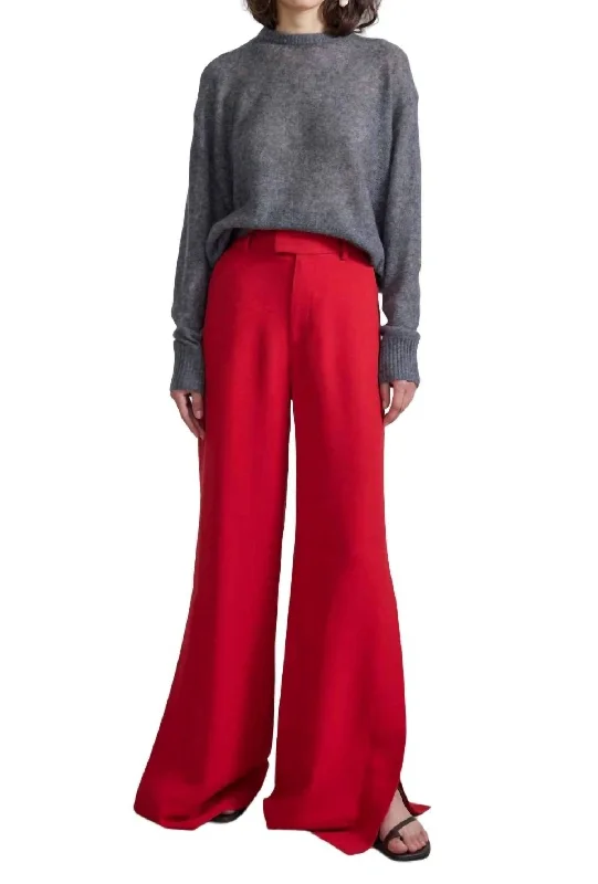 navy skinny pants sleek -Alba Trouser In Deep Red