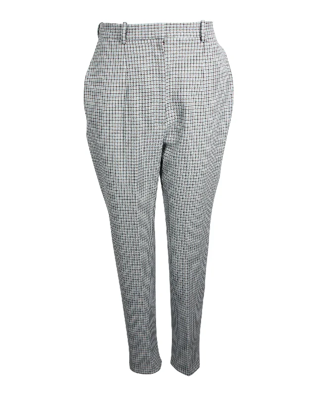 green yoga pants comfy -Alexander McQueen Houndstooth Trousers in Blue Wool