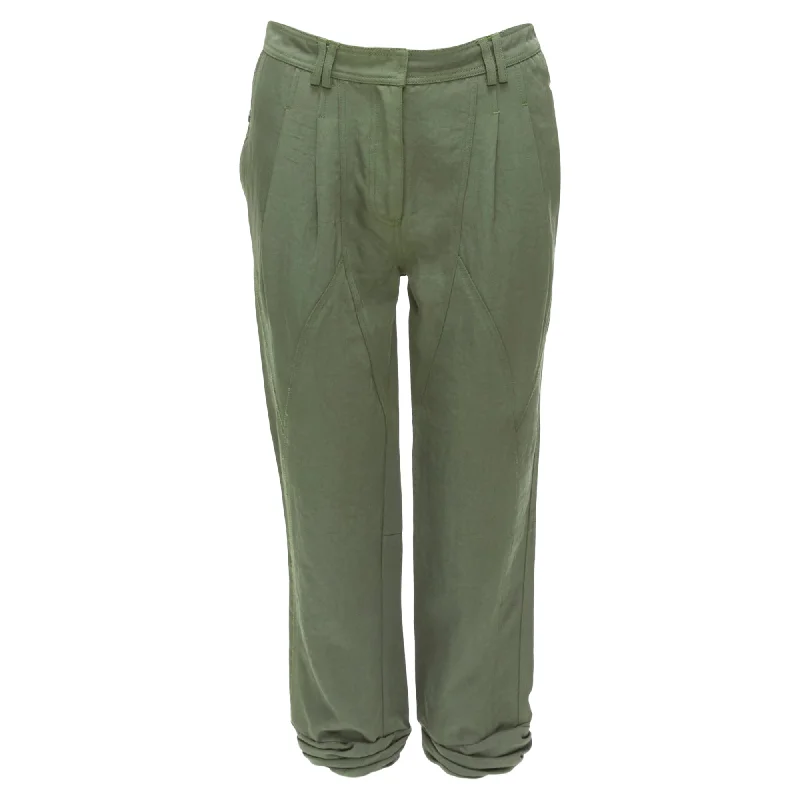 blue straight pants modern -Alexander Wang Twill Panelled Back Pockets Ruched Hem Safari Pants