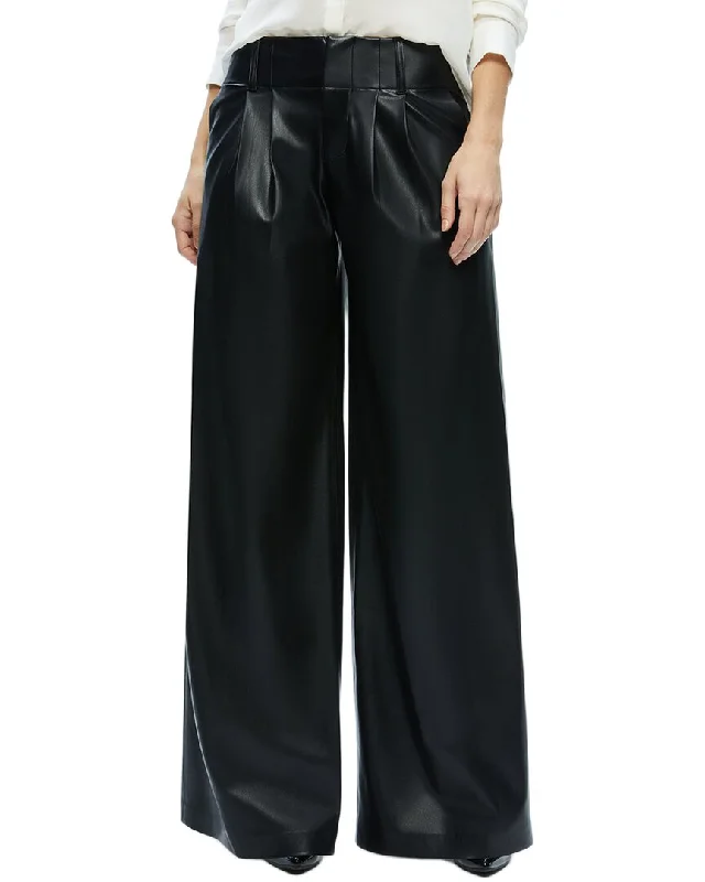 grey jogger pants relaxed -alice + olivia Anders Double Pleat Wide Leg Pant