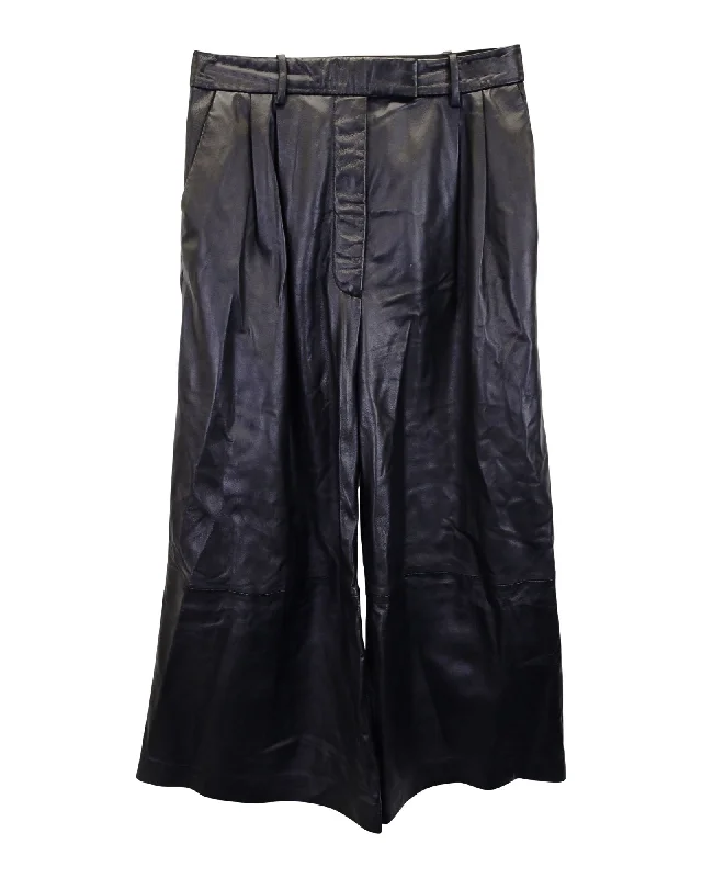 navy skinny pants chic -Altuzarra Black Leather Timo Pants 40