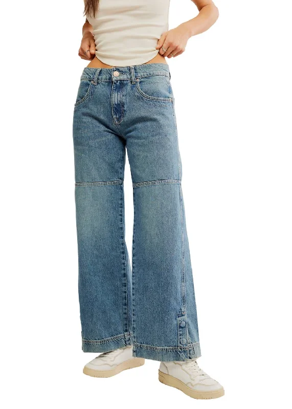 beige high waisted pants elegant -Benji Relaxed Wide Leg Jeans In Salt Of The Earth