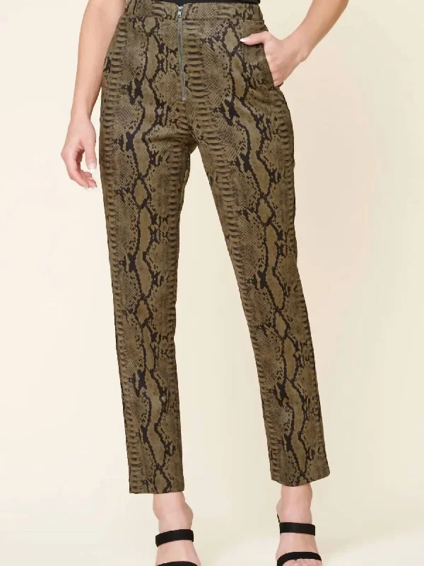 grey leather pants bold -Born This Way Faux Pants In Olive