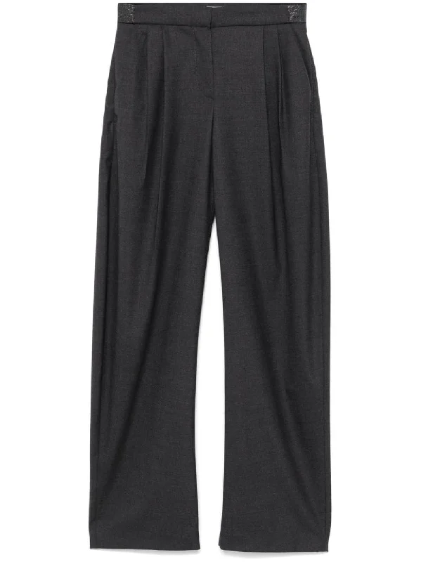 white high waisted pants elegant -Brunello Cucinelli Women's Trousers