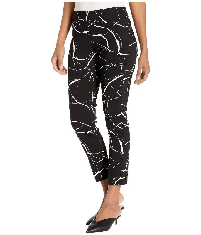 khaki leather pants edgy -Brush Strokes Pull On Pant In Black/white