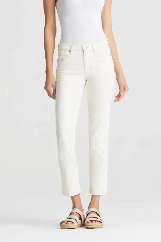 denim straight pants casual -Cara High Rise Cigarette Ankle Jean In Light Cream