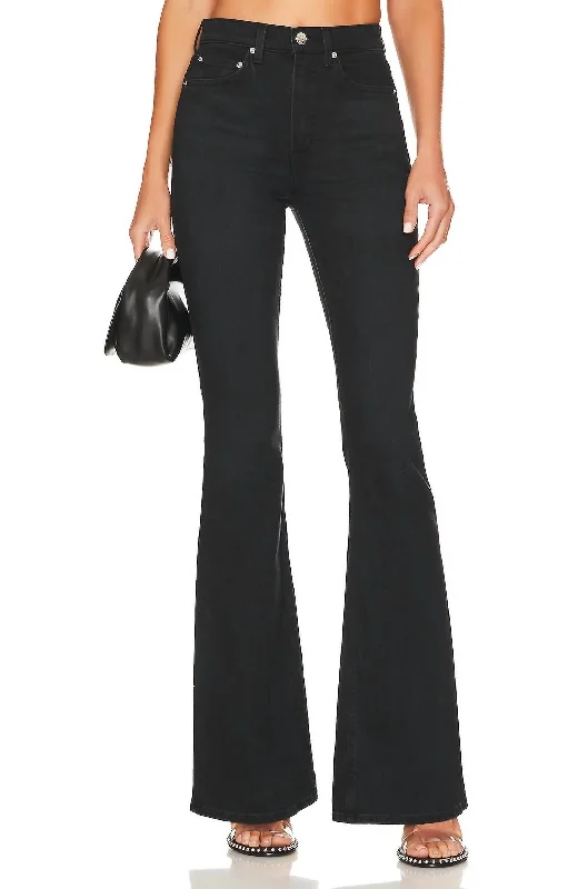 blue high waisted pants trendy -Carine High Rise Flare Jean In Fort Mason