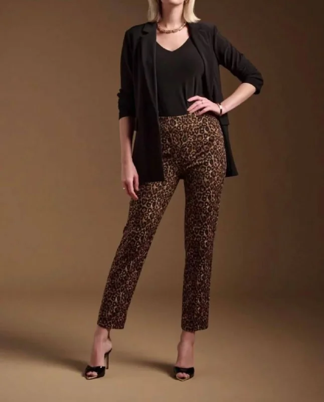 green high waisted pants elegant -Cheeta Pants In Beige Black