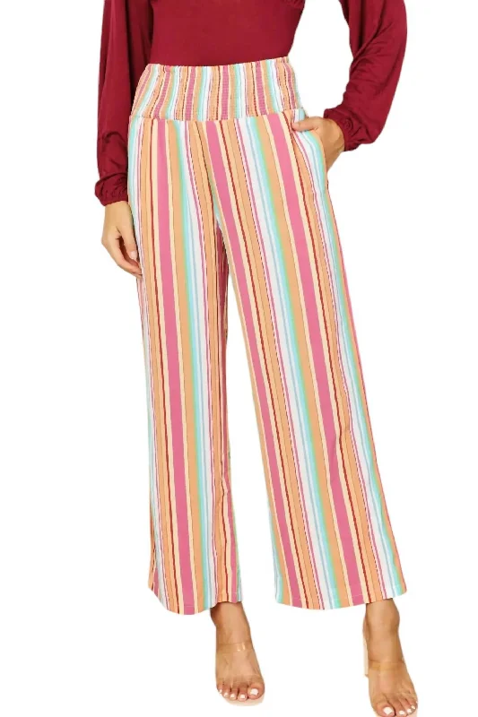 red chino pants bold -Chic Striped Pants With Pockets In Multicolor