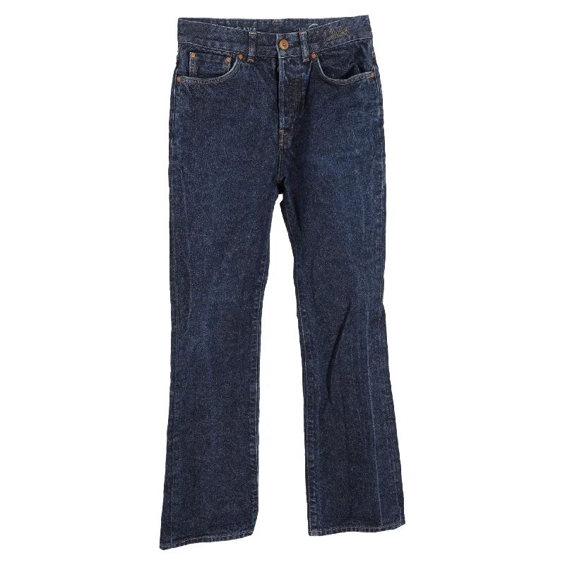 navy skinny jeans pants sleek -Chloé High-Waisted Wide-Leg Jeans in Blue Cotton Denim