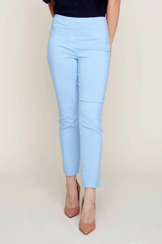 navy high waisted pants chic -Cigarette Style Woven Ankle Pants In Celestine