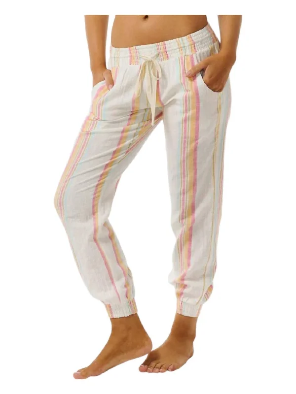 white yoga pants breathable -Classic Surf Stripe Pants In Bone