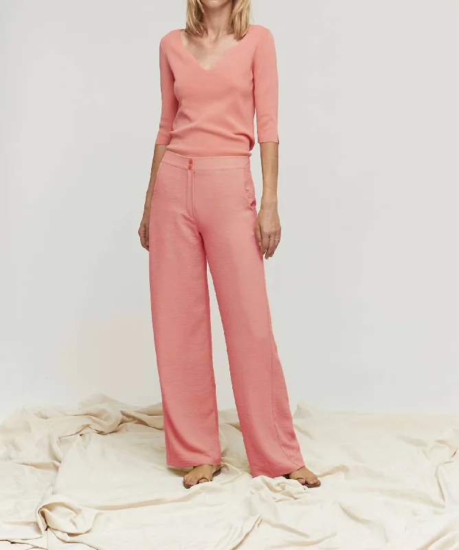 blue slim fit pants polished -Coral Flowy Pant