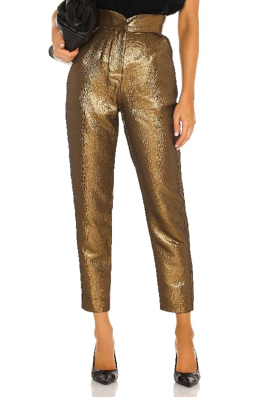 white wide leg pants elegant -Dorothy Pant In Antique Gold