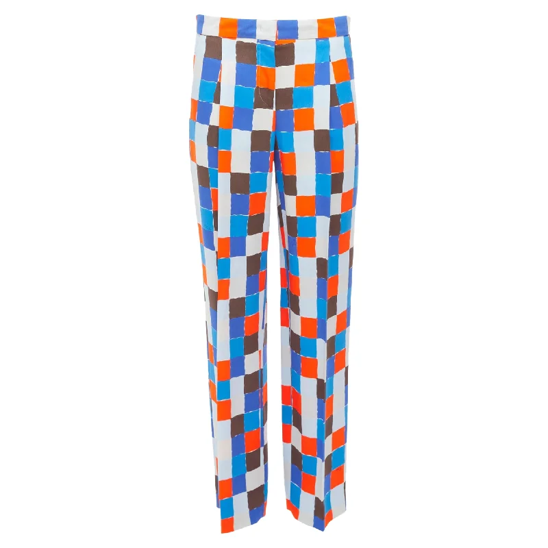 navy jogger pants comfy -Emilio Pucci Watercolour Check Mid Waist Pants