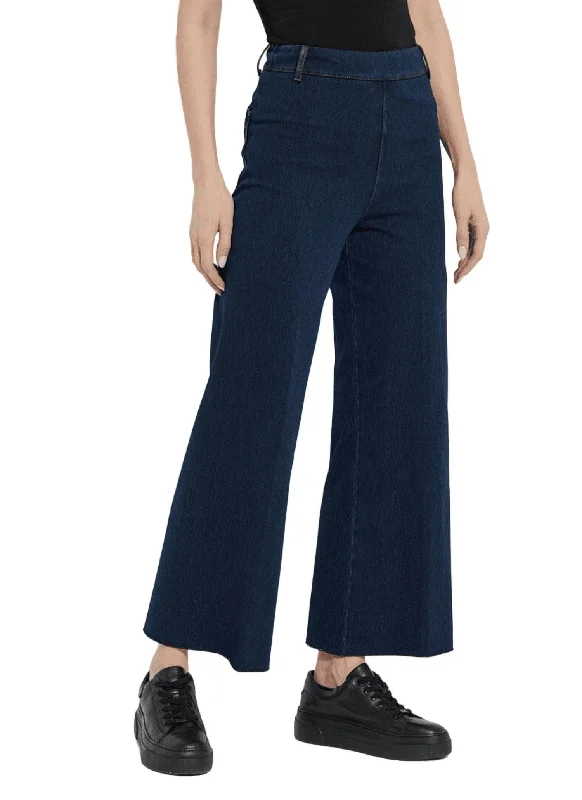 navy slim fit pants modern -Erin Wide Leg Denim Jeans In Indigo