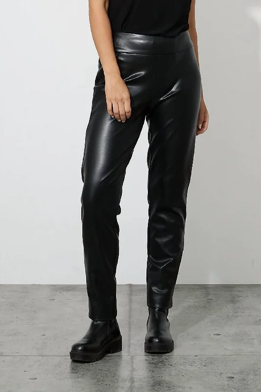 black yoga pants stretch -Faux Leather Pant In Black