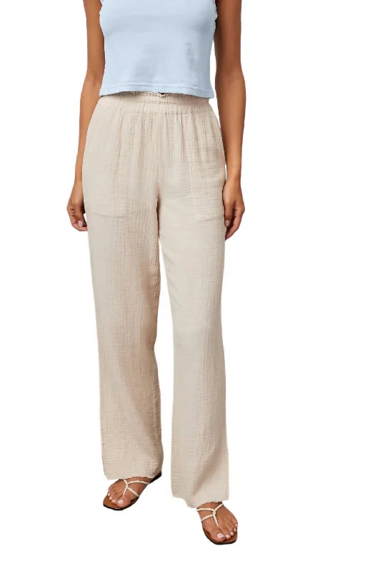 white high waisted pants elegant -Flax Leon Pants In Khaki