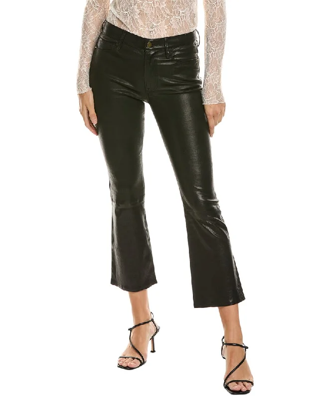 navy skinny pants chic -FRAME Denim Le Crop Washed Black Leather Mini Bootcut Jean