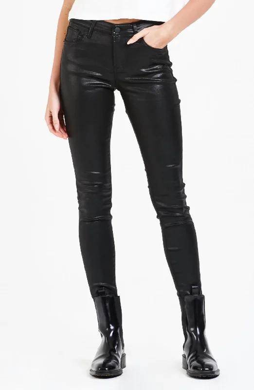 white leather pants edgy -Gisele Coated Skinny Jean In Black