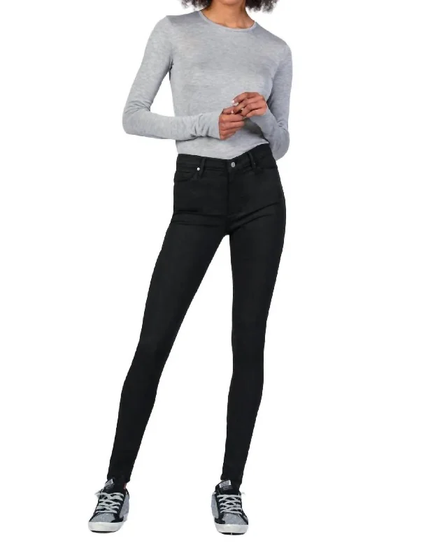 blue jogger pants casual -Gisele High Rise Straight Pants In So Black