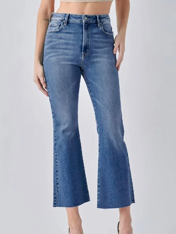 khaki dress pants polished -Happi Hr Cropped Flare Jean In Perfect Wash