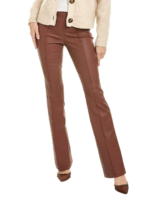 khaki high waisted pants elegant -Helmut Lang Bootcut Leather Pant