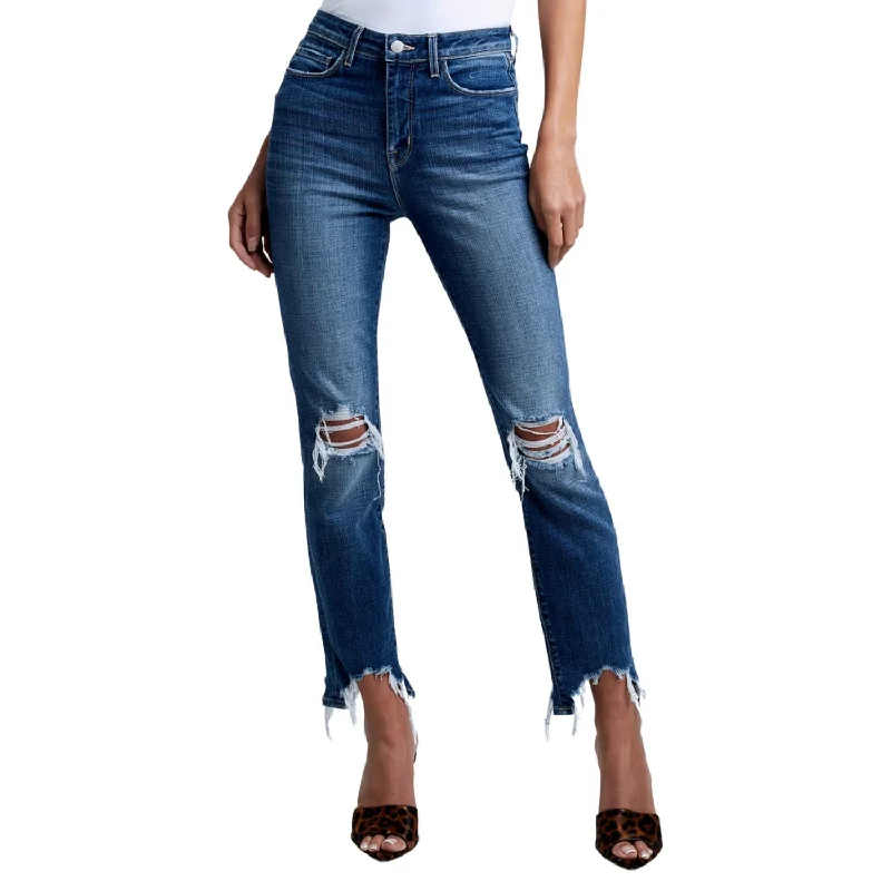 blue skinny jeans pants stylish -High Line Jean In Distressed Plaza