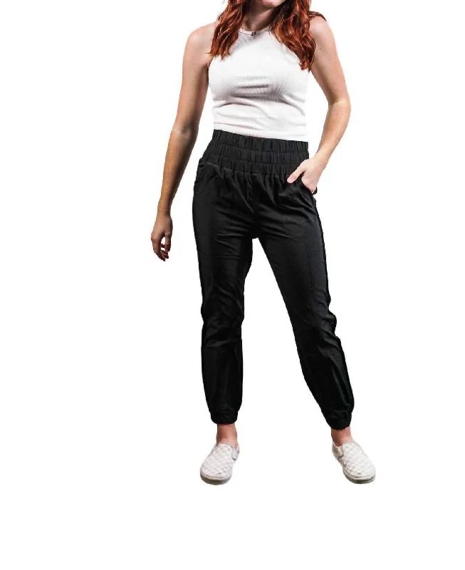 grey sweatpants relaxed -High Waisted Joggers In Black