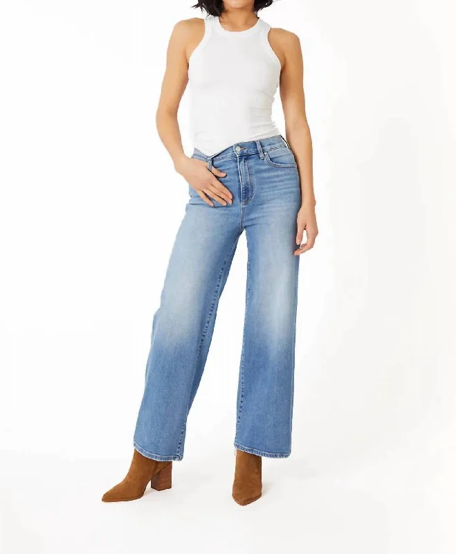 khaki dress pants for office -Hudson Wide Leg Jeans In Blue