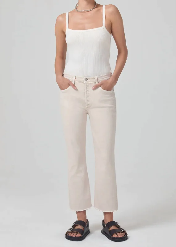 pink dress pants for women -Isola Cropped Boot Pant In Almondette