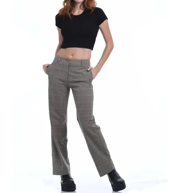 black straight pants versatile -Junior Blake Ankle Length Pant In Plaid