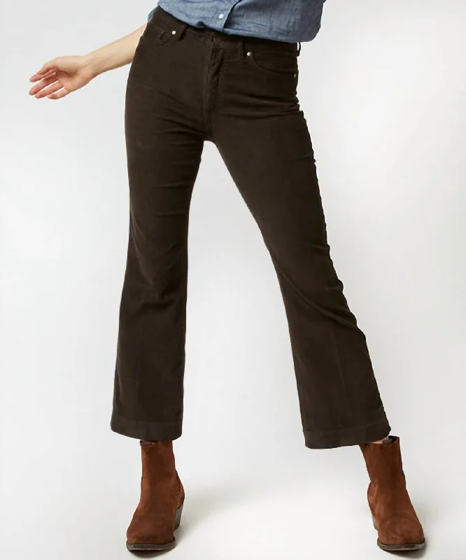 pink wide leg pants cute -Kendall Flare 5-Pocket In Brown