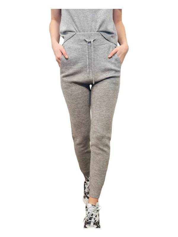 white skinny pants for women -Knit Jogger In Grey