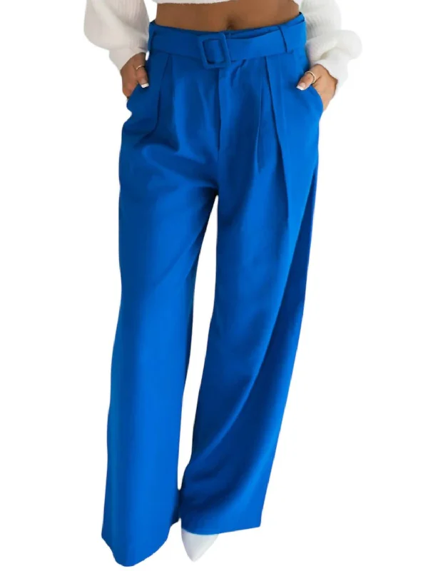 green chino pants smart -Kylen Belted Trousers In Royal Blue