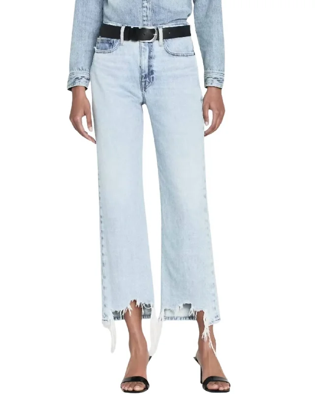 beige wide leg pants stylish -Le Jane Crop Bite Hem Jeans In Fizz Indigo