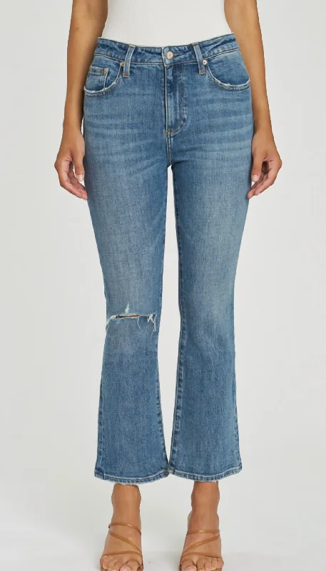 blue high waisted pants chic -Lennon Cropped Bootcut Flare Jean In Canyon