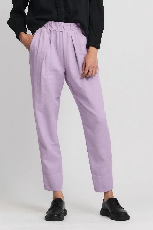 comfy lounge pants for home -Linen Easy Pant In Lavender