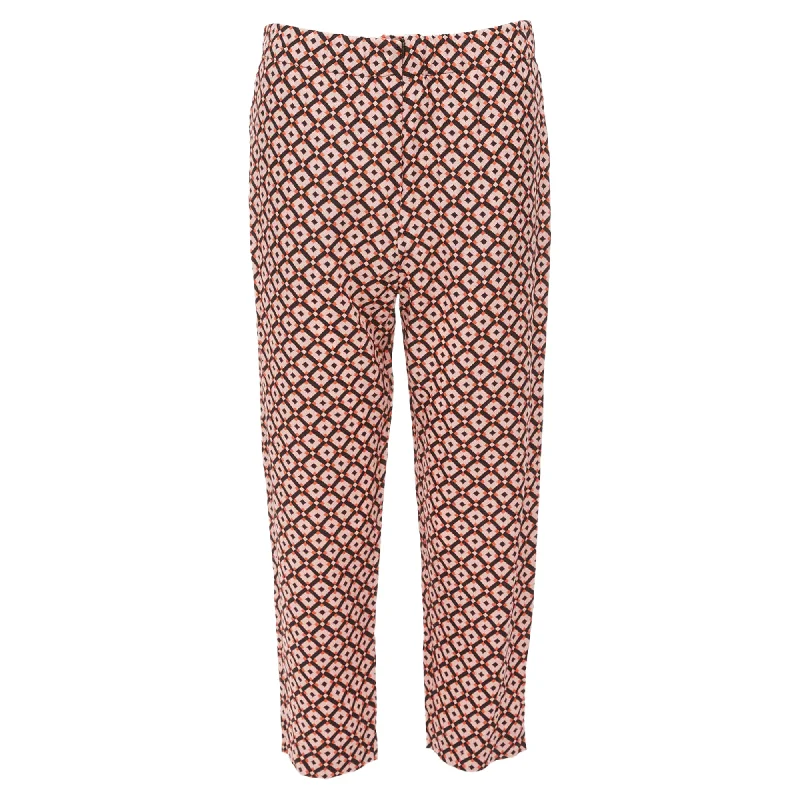 black skinny pants sleek -Marni Silk Geometric Print Elastic Waist Cropped Pants