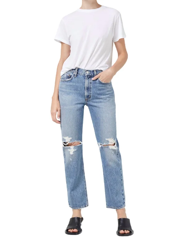 blue high waisted pants trendy -Mia Jean In Rule