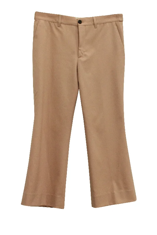 navy slim fit pants polished -Miu Miu Flare Pants in Dusty Pink Wool