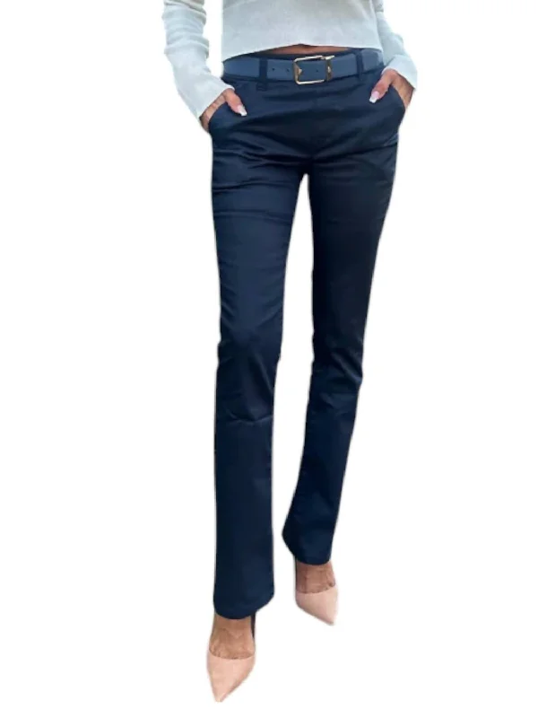 white slim fit pants modern -Nansi Bootleg Pants In Blue Pebble