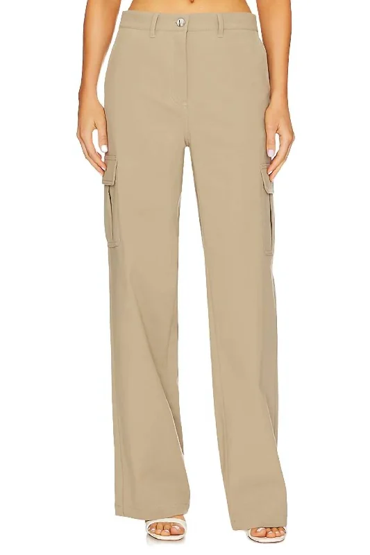 black wide leg pants chic -Neoteric Twill Cargo Pant In Bark