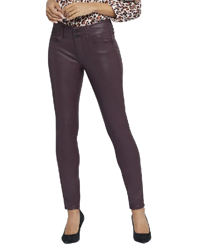 black chino pants for office -NYDJ Ami Dark Cherry Coated Skinny Leg Jean