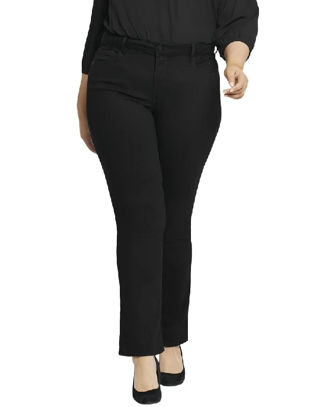 denim skinny pants for women -NYDJ Plus Marilyn Black Straight Jean