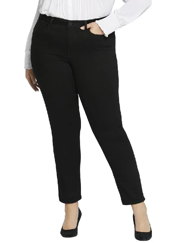 beige cargo pants rugged -NYDJ Plus Sheri Black Slim Jean