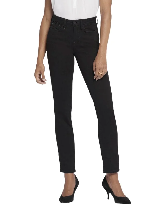 red high waisted pants elegant -NYDJ Sheri Black Slim Jean