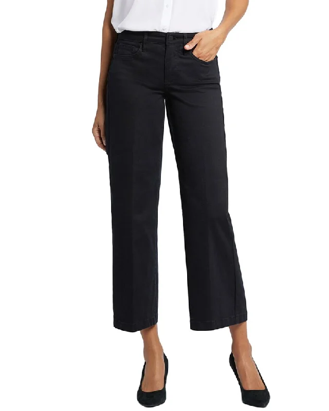 white jogger pants relaxed -NYDJ Teresa Black Wide Leg Jean