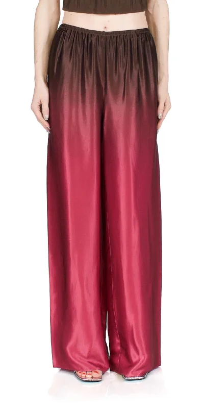 white high waisted pants elegant -Ombré Printed Satin Pants In Beet/dark Night Fig