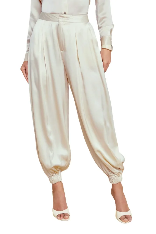 navy skinny pants chic -Palmer Elastic Pant In Creme Brulee